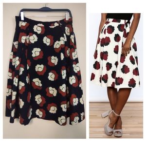 Beulah Style Navy Floral Midi Skirt Large